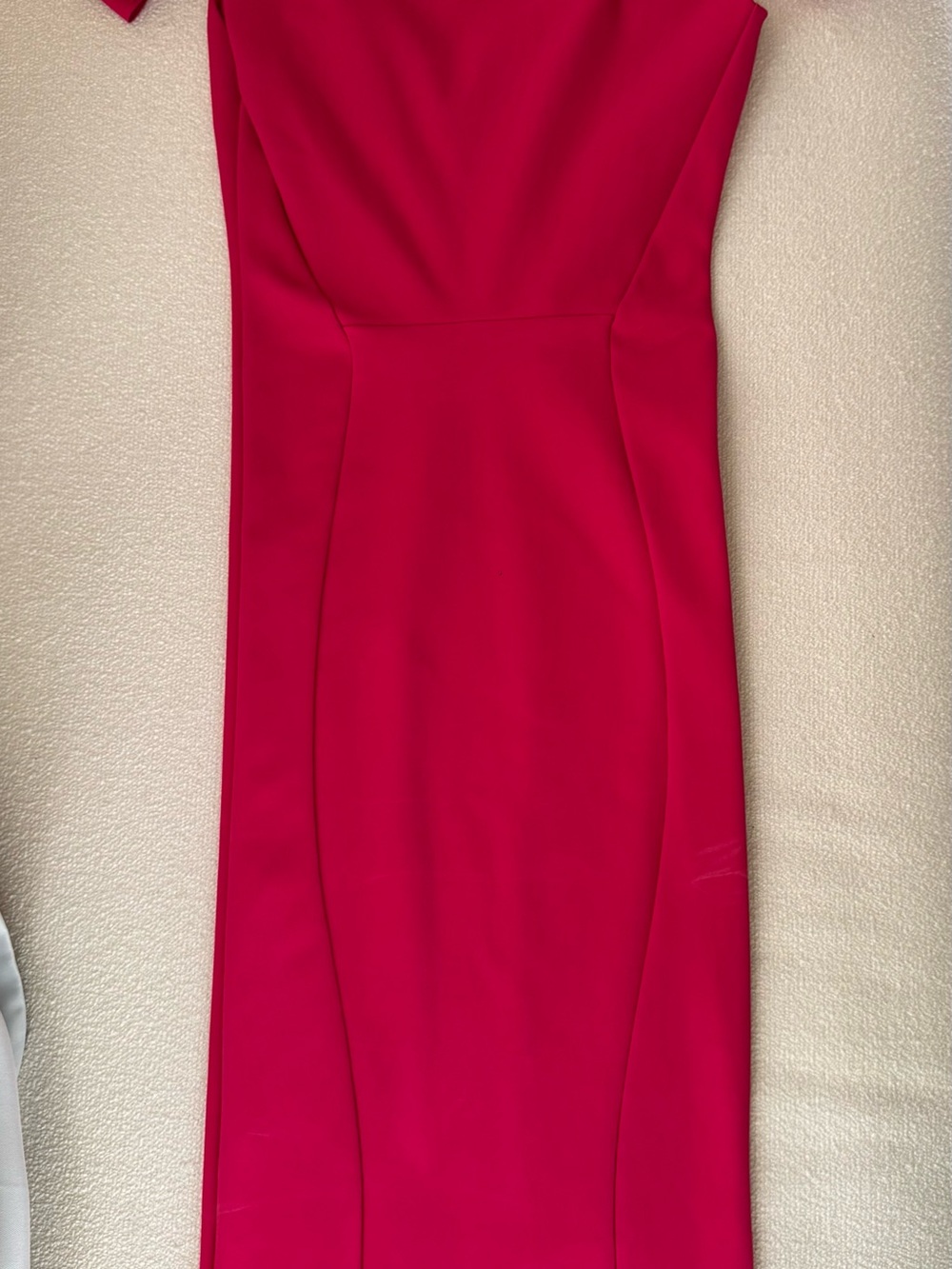 Chiara Boni Hot Pink V‑Neck Midi Dress with Rosette Cap Sleeves - Picture 3 of 5